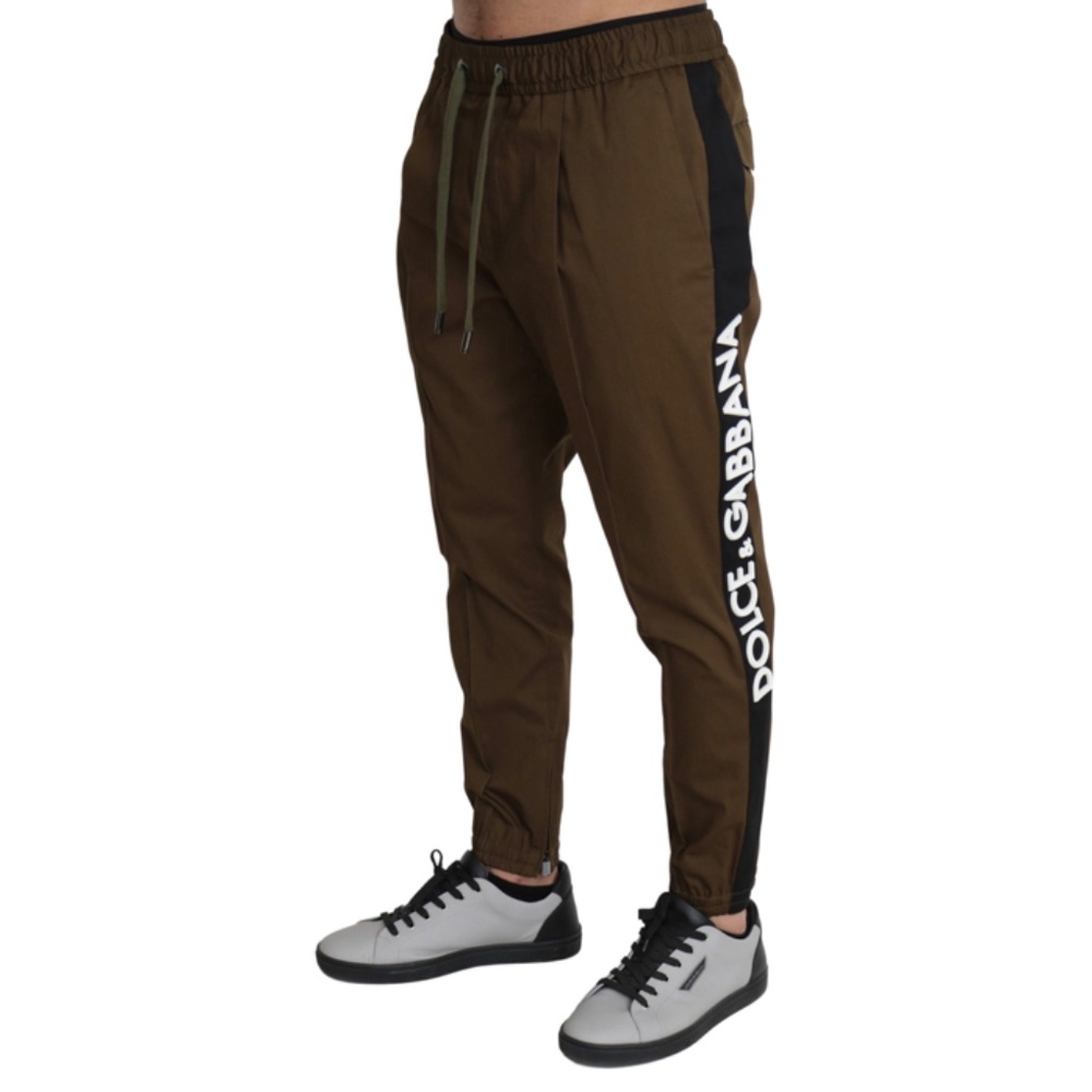 DOLCE & GABBANA Brown Cotton Stretch Logo Sweatpants Pants (Size M)